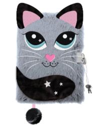 Плюшен таен дневник с катинар 3D A5 My Little Friend Grey Cat