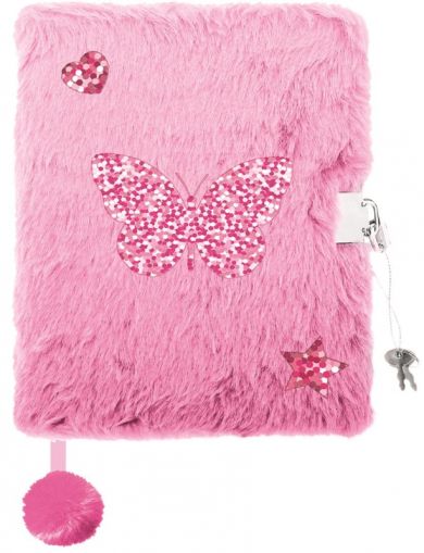 Плюшен таен дневник с катинар 3D A5 My Little Friend Блестяща Пеперуда