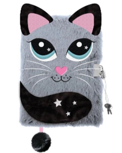 Плюшен таен дневник с катинар 3D A5 My Little Friend Grey Cat
