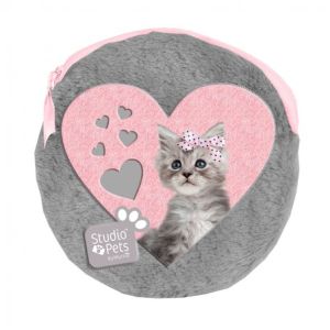 STUDIO PETS плюшен кръгъл несесер с 2 бр. тефтерчета