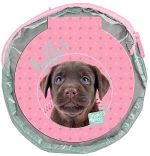 STUDIO PETS плюшен кръгъл несесер с 2 бр. тефтерчета