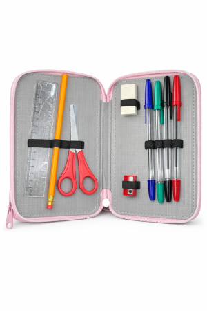 TUT Pastel  несесер с 3 ципа, ПЪЛЕН, пастелно розово