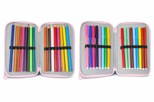 TUT Neon несесер с 3 ципа, ПЪЛЕН, зелени кантове