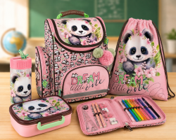 PANDA 10 комплект 5 в 1 - раница, несесер, спортна торба, бутилка и кутия за храна