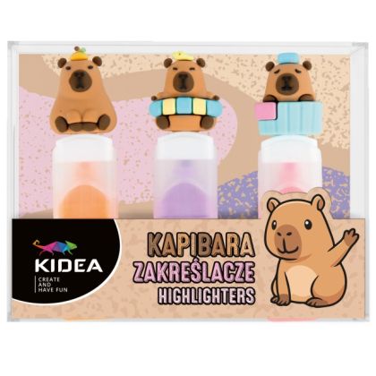 KIDEA комплект текстмаркери 3 бр. Capybara