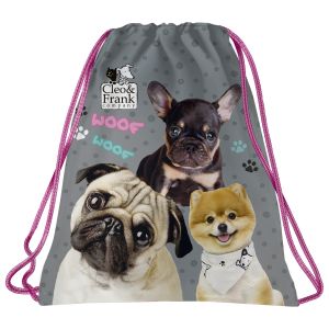 Спортна торба Derform Cleo&Frank - Woof woof, с кученца
